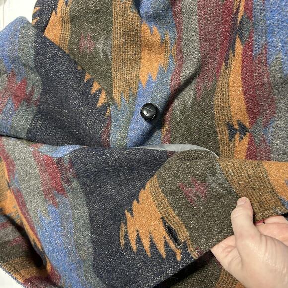 Andrea Marin Coat Womens Large Multicolor Hooded Wool Blend Aztec Boho Southwest - Picture 8 of 15